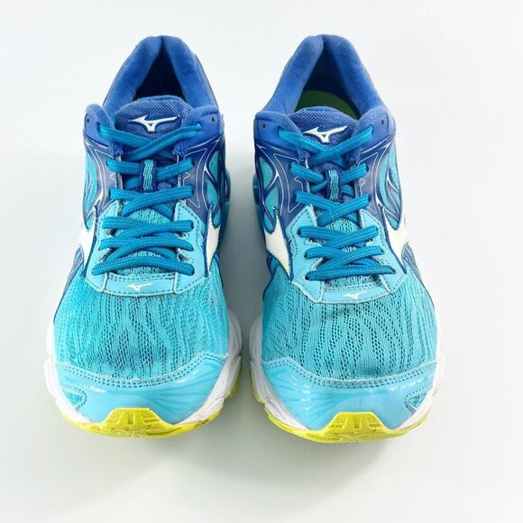Mizuno Wave Inspire 14 Running Shoes Sneakers Blue Yellow Women 10 - Picture 3 of 16